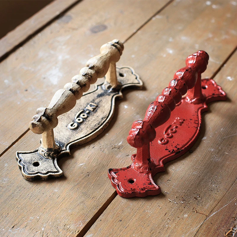 

Винтажные белые Антикварные Красные дверные ручки амбара в американском стиле, сельская местность, железная фоторучка