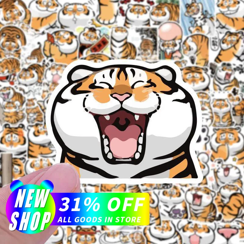 

100/50pcs Fat Tiger Stickers DIY Travel Luggage Guitar Fridge Laptop Mug Diary Sticker Kid Decal Funny Cute Animals Sticker
