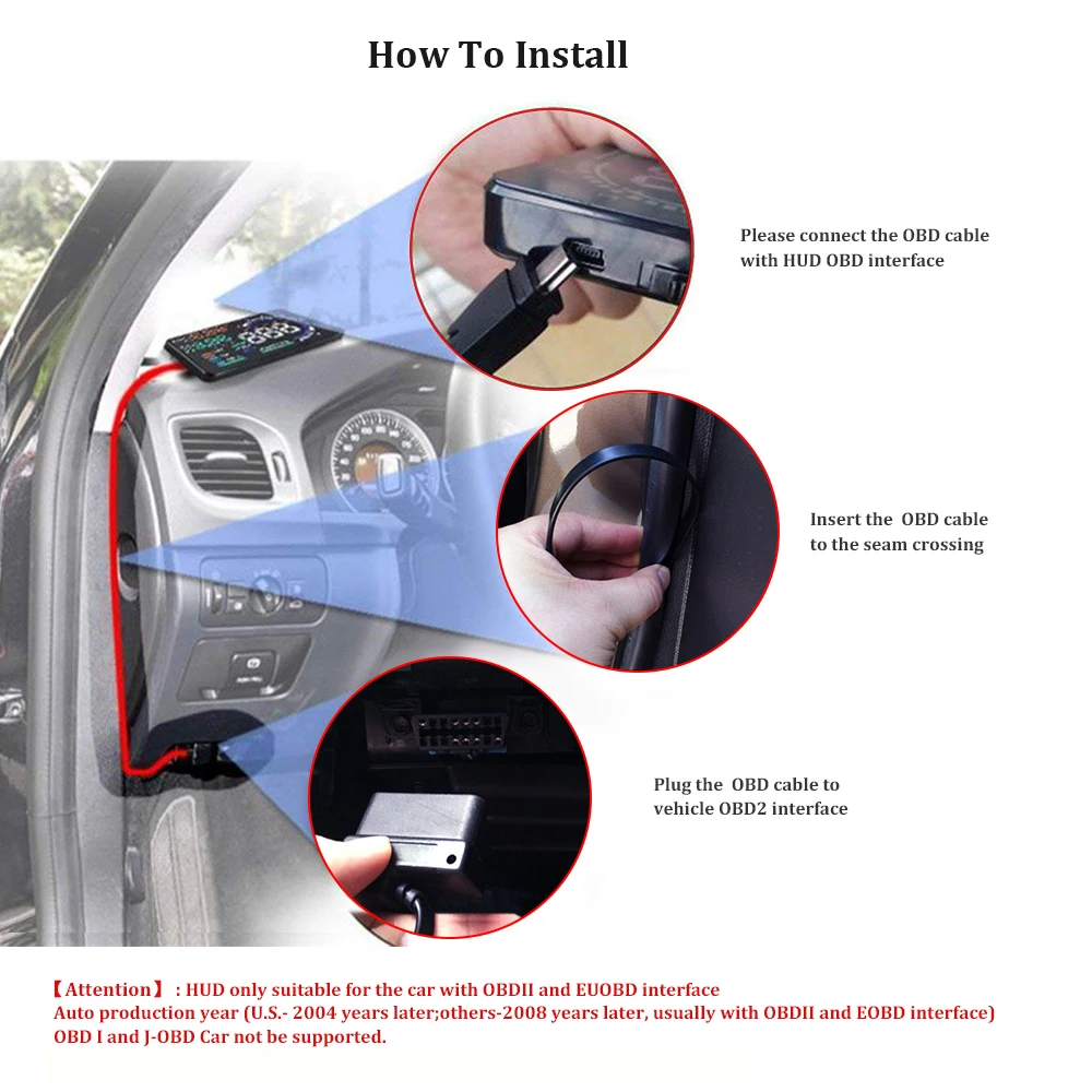 Спидометр OBD на лобовом стекле для автомобиля A8 тахометр с отображением оборотов