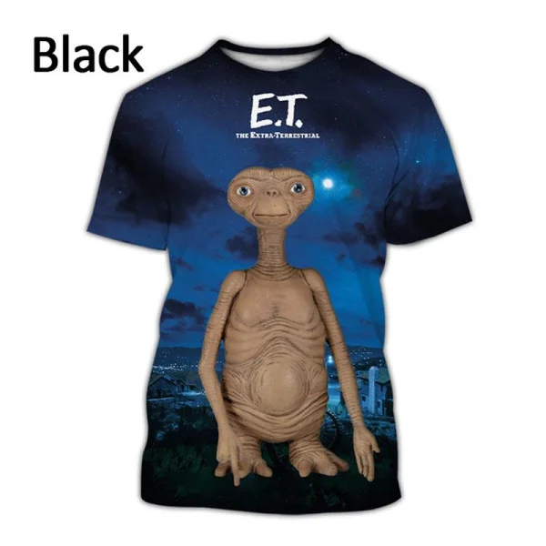 2023 Summer Classic Movie E.T. the Extra-Terrestrial 3D Men's Casual Fashion Print T-Shirt Hip Hop Funny Cool Short Sleeve Tops