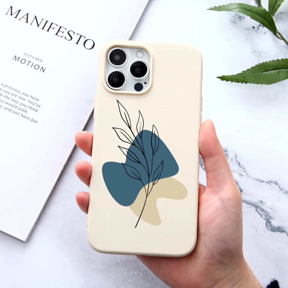 

Luxury Aesthetic Plant Phone Case For iPhone 12 Pro Max 11 Pro Max X XR XS Max 7 8 6 6s Plus SE 2020 Silicone Cover Phone Coque