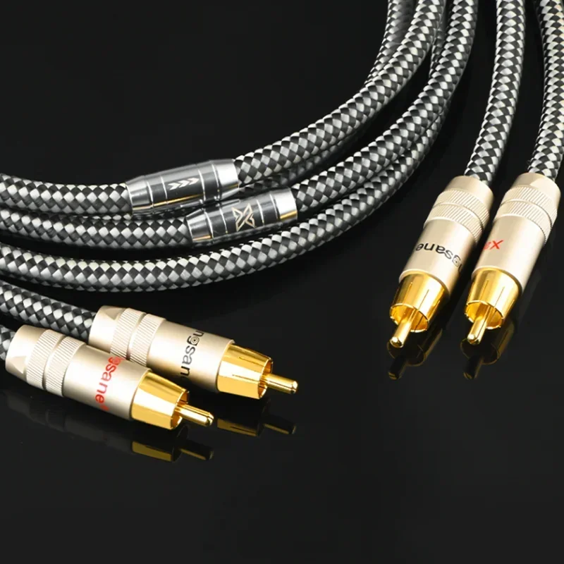 Пара Hi-Fi аудио соединительный кабель с двойным экраном серебряная сигнальная