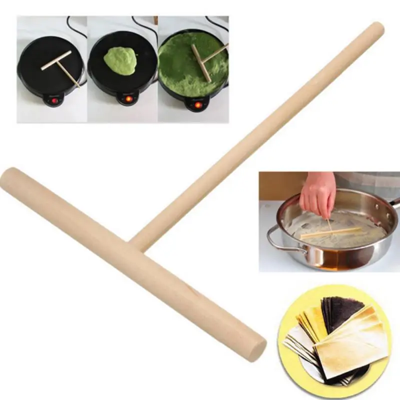 

T Shape Wooden Crepe Maker Pancake Batter Spreader Stick DIY Baking Restaurant Canteen Specially Supplies Home Kitchen Tools