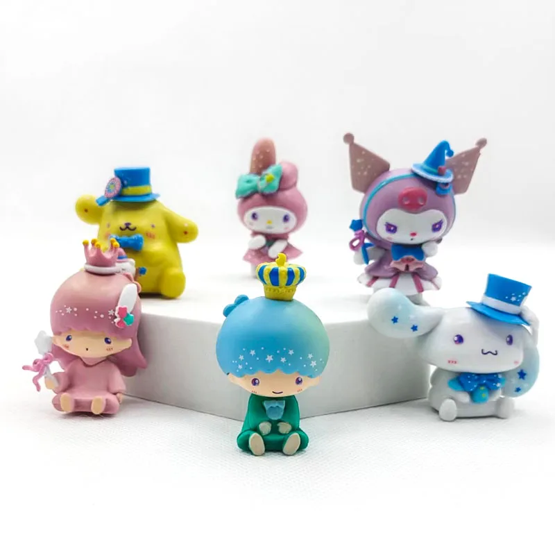 

Персонажи Sanrio Cinnamoroll Kuromi Melody, экшн-фигурка, маленькие двойные звезды, настольные украшения, милая кукла, подарки для девочек