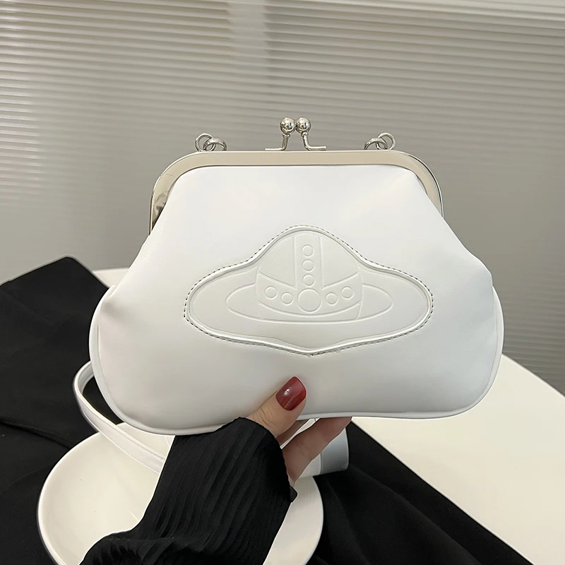

elegant clip handbag for women 2022 designer luxury high quality leather small shoulder crossbody bag fashion bag purse white