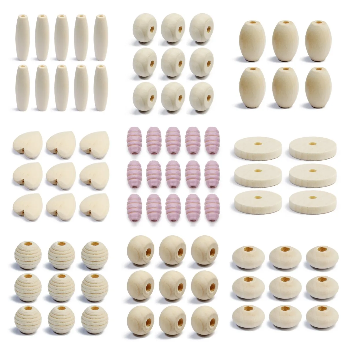 

Beadtales 10-50pcs Natural Wood Spacer Beads Round/Heart Beige Wooden Charm Beads DIY For Jewelry Making Handmade Accessories
