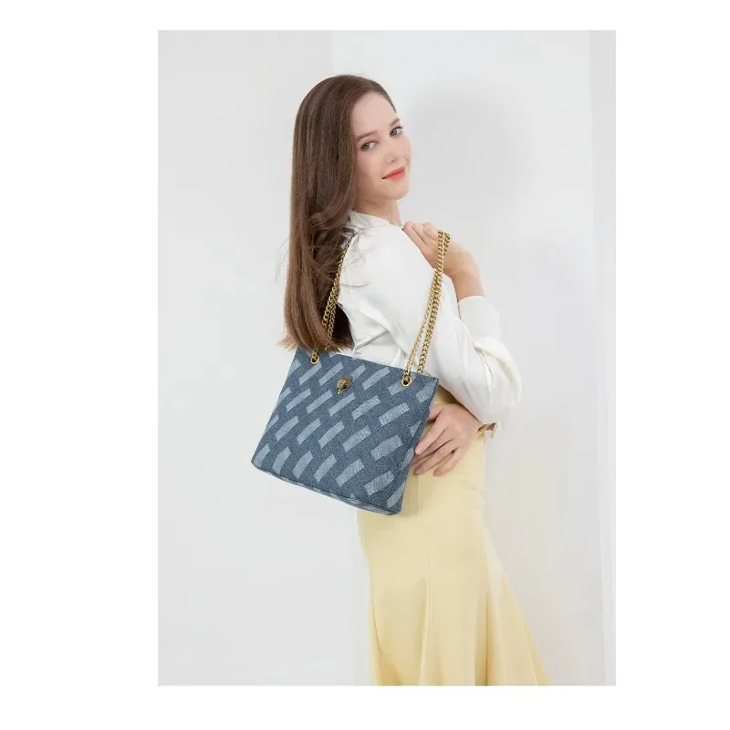 Большая вместительная большая сумка европейская женская голова орла джинсовая