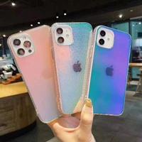 luxury frosted transparent laser gradient phone case for iphone 13 12 11 pro max x xs xr 6 6s 7 8 plus shockproof bumper case