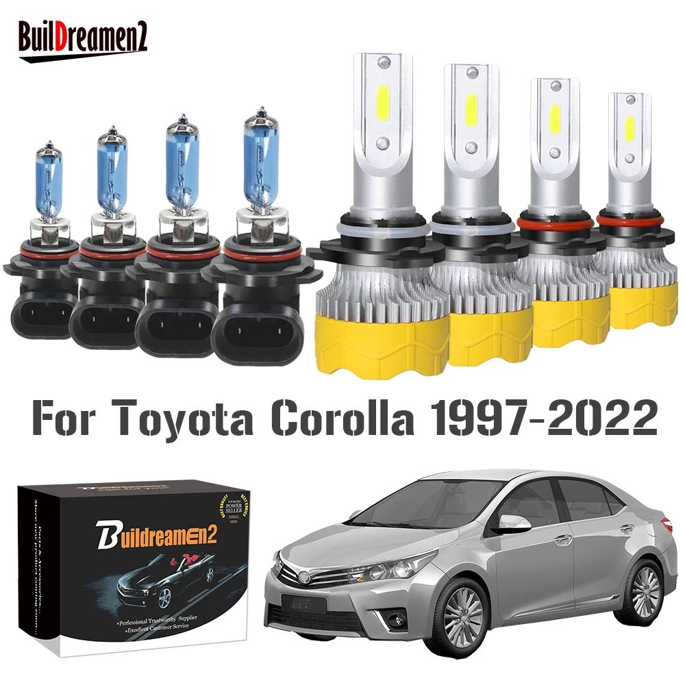 

4 X Автомобильная передняя фара ближнего и дальнего света светодиодный Toyota Corolla 1997-2022, светодиодная галогенная фотоламсветильник 12 В, аксесс...