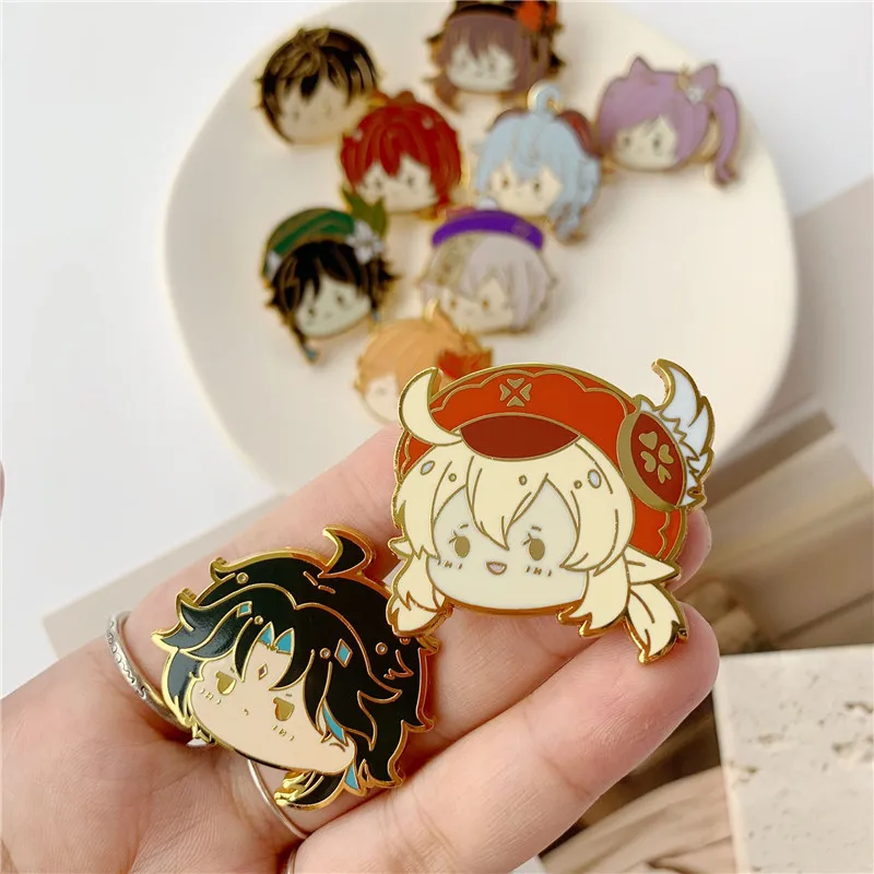 

Cartoon Genshin Impacts Characters Badge Enamel Pin Exquisite Keqing Xiao Zhongli Klee Hutao Qiqi Ganyu Lapel Pin Badge Jewelry