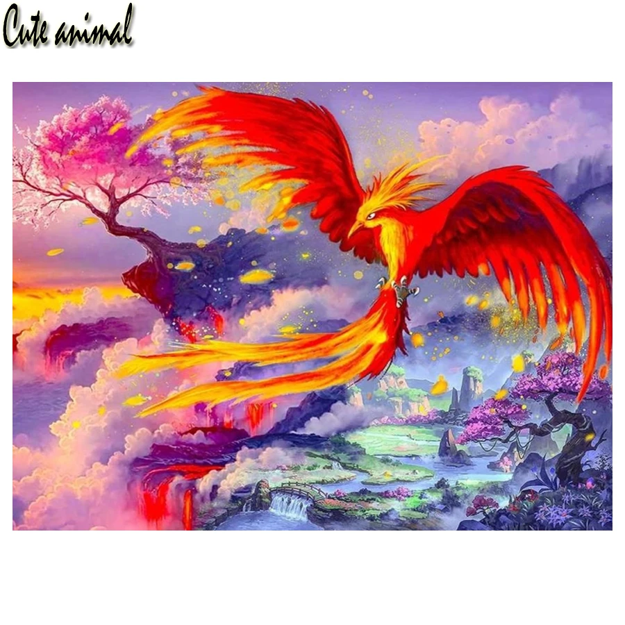 

5D Diamond Painting Bird Phoenix Animal Picture DIY Full Diamond Embroidery Tree Of life Waterfall Scenery Mosaic Needlework Art