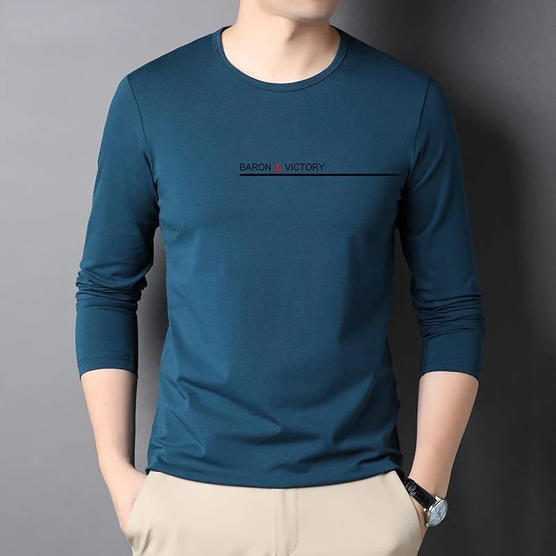 

Top Quality 95% Cotton Designer New Fashion Brand T-Shirt Mens Tshirt 2022 Plain Trendy Long Sleeve Tops Casual Men Clothing