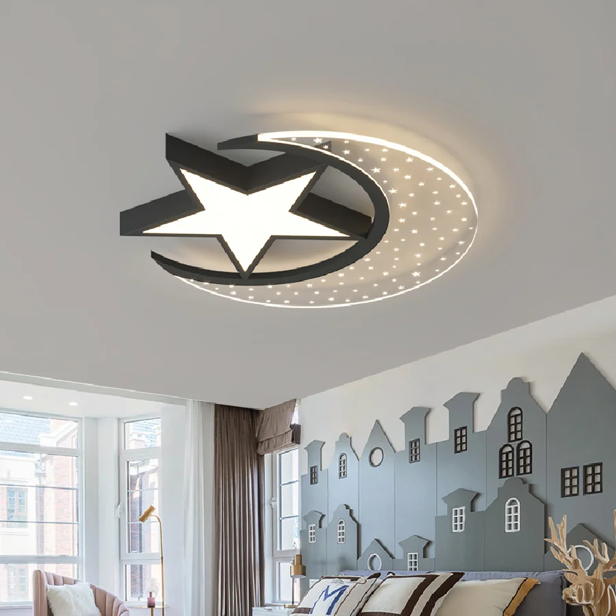 

Children's Room Decor Ceiling Lights Modern Minimalist Star Moon Light Fixture Boy Girl Warm Romantic Study Bedroom Home Lamp