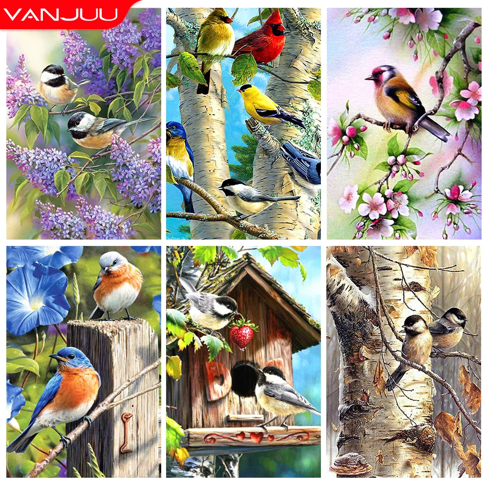 

5d Diy Diamond Painting Bird Diamond Embroidery Round Animal Diamond Mosaic Home Cartoon Decoration Rhinestone Painting
