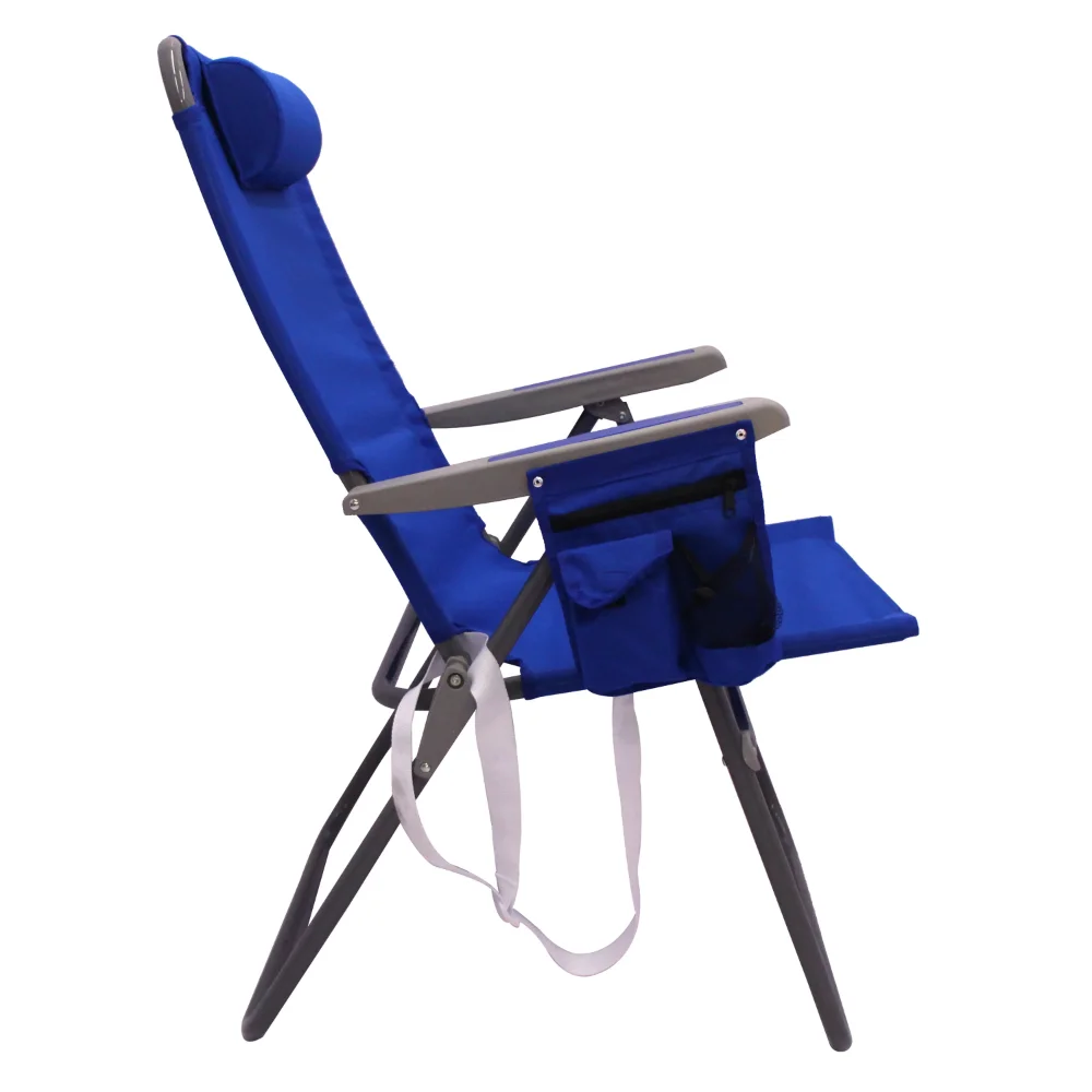 2-Pack Mainstays Reclining 4-Position Oversize Beach Chair, Blue recliner chair  chair  sillas de playa  foldable images - 6