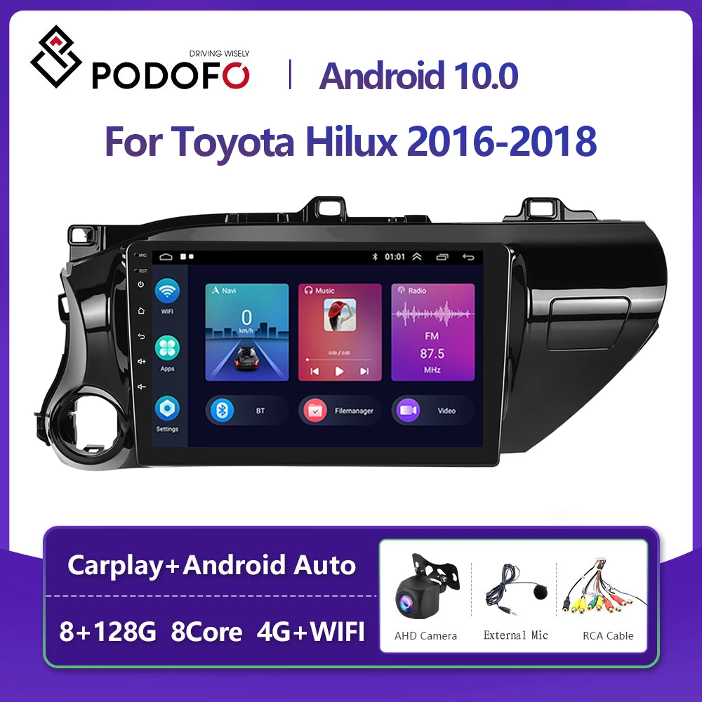 

Podofo For Toyota Hilux left-hand drive 2016-2018 Car Radio Multimedia Video Player Navigation stereo GPS Android No 2din dvd