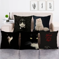 cute black cat pillowcase cotton linen pillow cover for sofa bed couch boys girls room aesthetics pillows case for living room