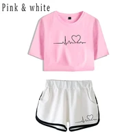 Mother and Daughter Printed Short Sleeve Sets Fashion Crop Top + Shorts Tracksuits Girls Two Piece Outfit Female Loungewear Suit