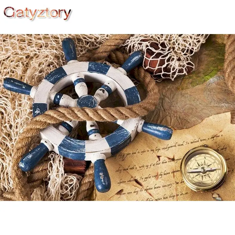 

GATYZTORY Painting By Number Scenery Kits Handpainted Picture By Number Steering Wheel Drawing On Canvas Home Decoration