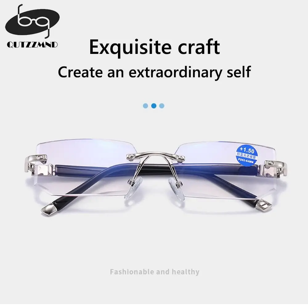 

Rimless Bussiness Reading Glasses Anti-Blue Light for Women & Men Blue Light Blocking Reader Computer Goggles Presbyopia Glasses