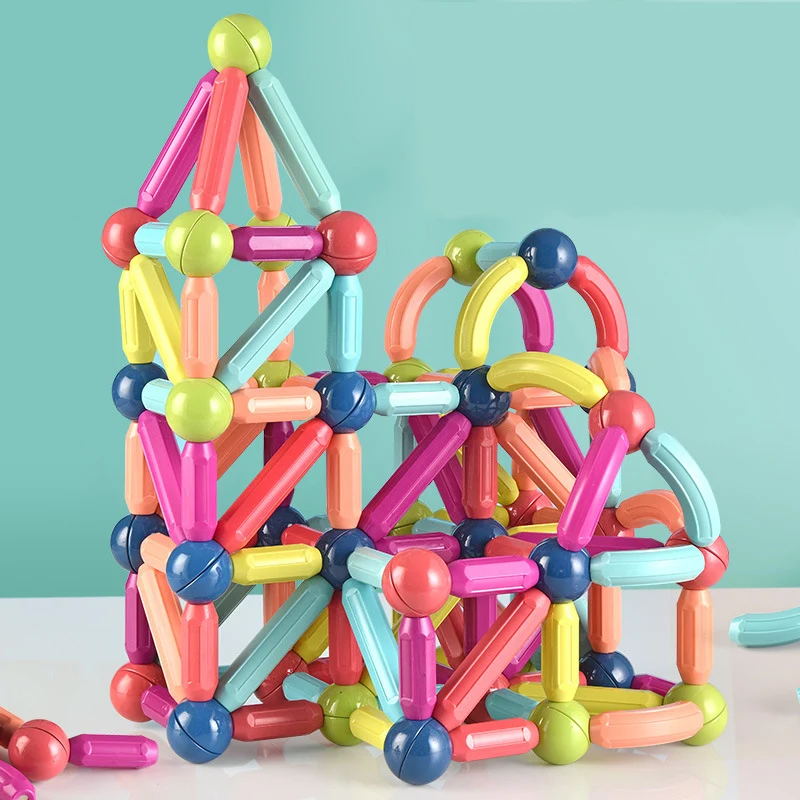 

Educational Children's Boys Girls Toys Variety Of Magnetic Rods Assembled With Magnet Blocks Early Education Kindergarten Pupils
