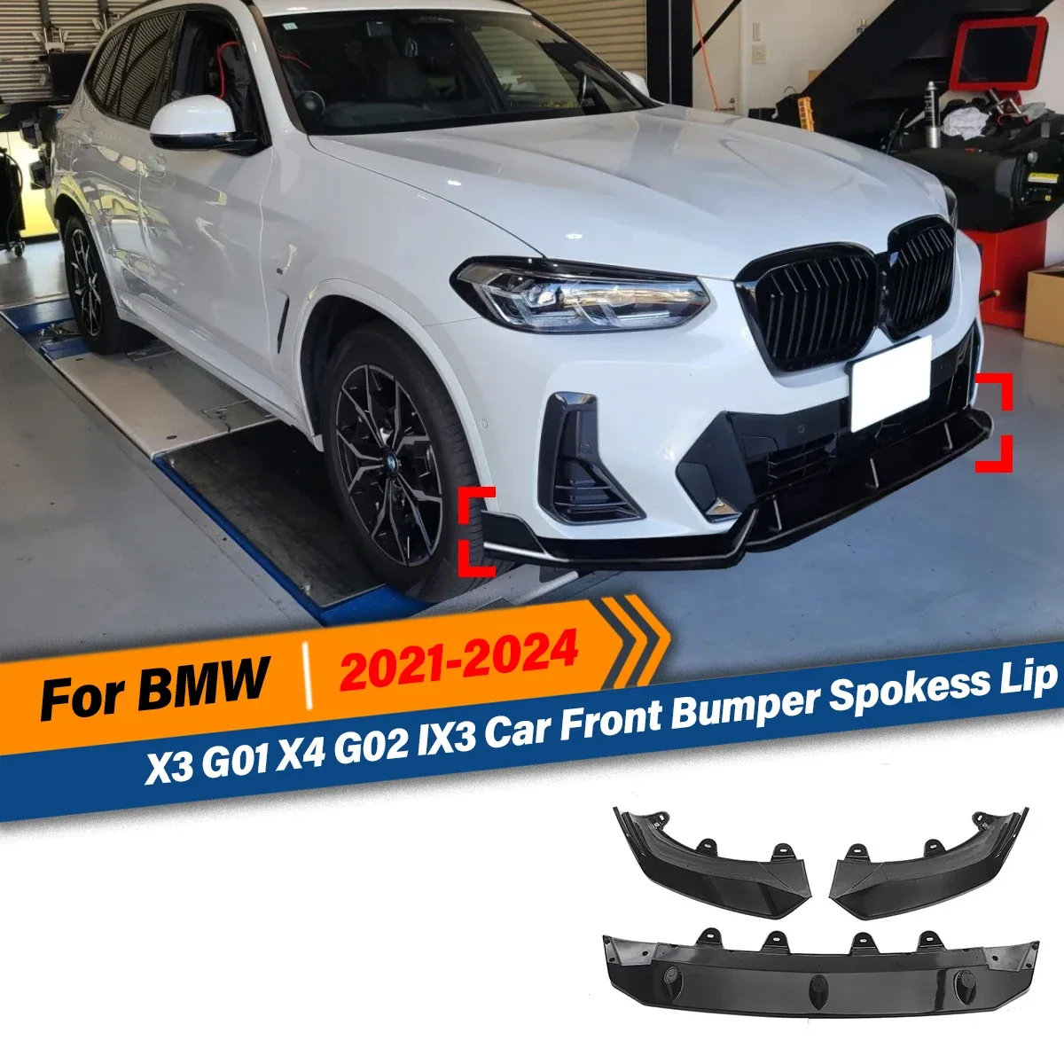 Фото Для Bmw X3 G01 X4 G02 IX3 20d 30i 30d M40i M40d 2021 2022 2023 2024 M Performance Передний бампер Сплиттер Губный спойлер Передняя лопата №1