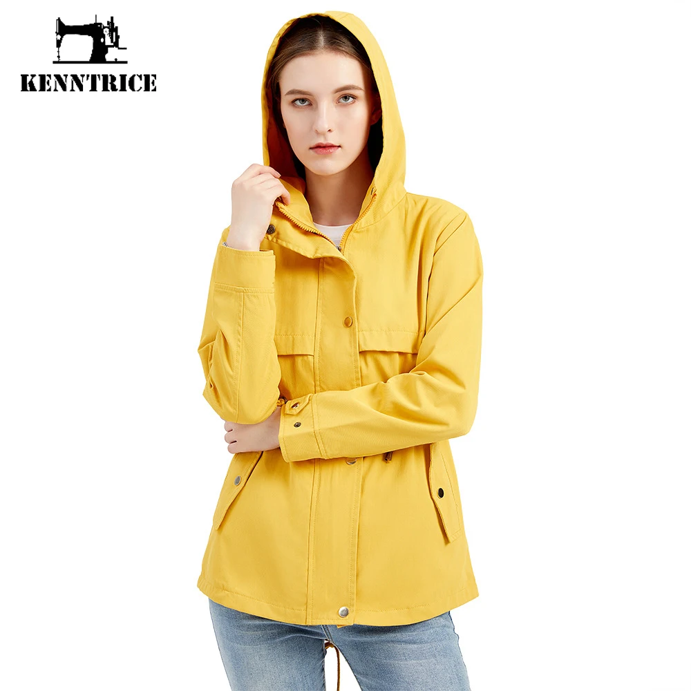 Kenntrice Women Long Hooded Outdoor Hiking Coats Weatherproof Windbreaker 2022 Waterproof Shell Rain Camping Female Jackets