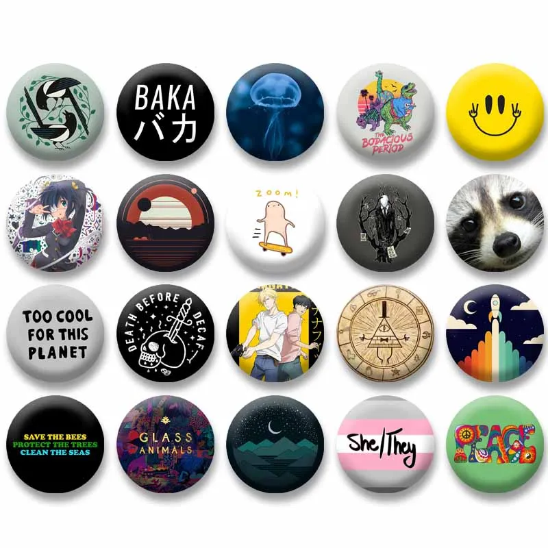 Забавный значок со смайликом и черепом жесть круглые броши на застежке рюкзаке