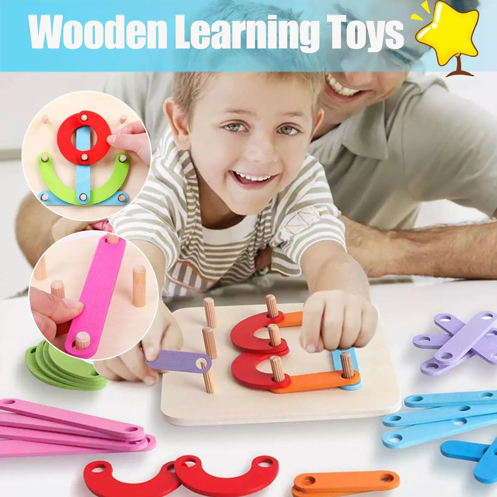 

Wooden Letter Number Construction Puzzle Educational Sorter Board Color Game Toy Stacking Sort Shape Toy Learning Activity K4U3