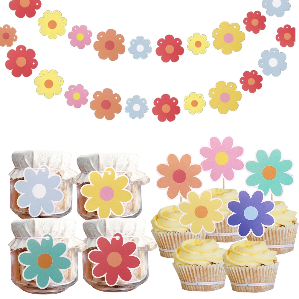 Подсолнух DIY вечерние украшения картонный баннер с подвесными жетонами для