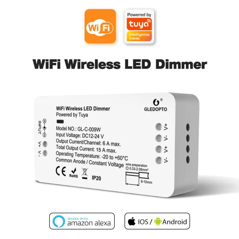

Wireless Tuya WiFI LED Dimmer Controller Tuya Smart Life App Control RGB Warm Cold White Dimmable Strip Light Works With Alexa