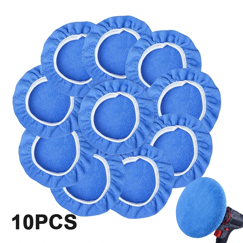 

10pcs Polisher Pad Cover Soft Microfiber Polishing Bonnet Buffing Pad Cover for Polishing Machine Polisher 5inch to 6inch