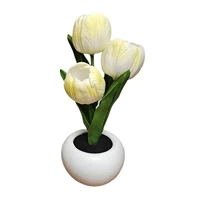 led flower pot light tabletop tulip lights desk flower lamps for bedrooms artificial tulip flowerpot light romantic simulation