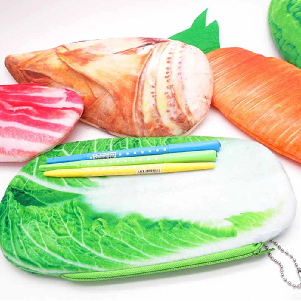 

Simulated Vegetable Streaky Pork Pencil Case Pen Bag Novelty Stationery Storage Bag Office School Supplies Students Gifts