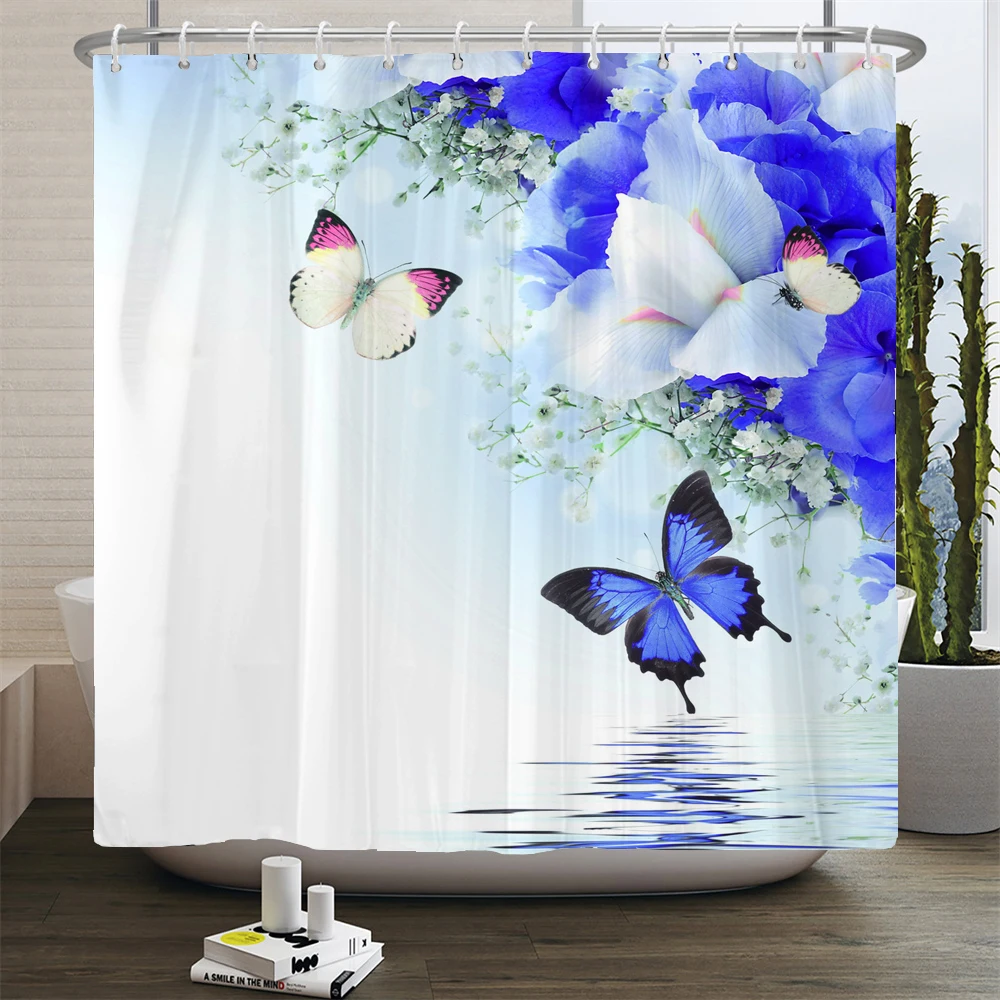 

Floral Tulip Printing Flower Shower Curtain Waterproof Polyester Fabric Bathroom Curtain With Hooks Decorative Curtain