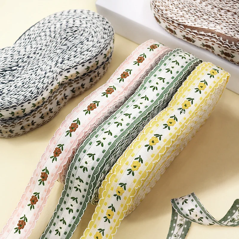 

20 YARD 25MM 6 Colors 2022 Available Retro Korean Small Flower Clothing Accessories Embroidered Ribbon HANDMADE Hair Lace