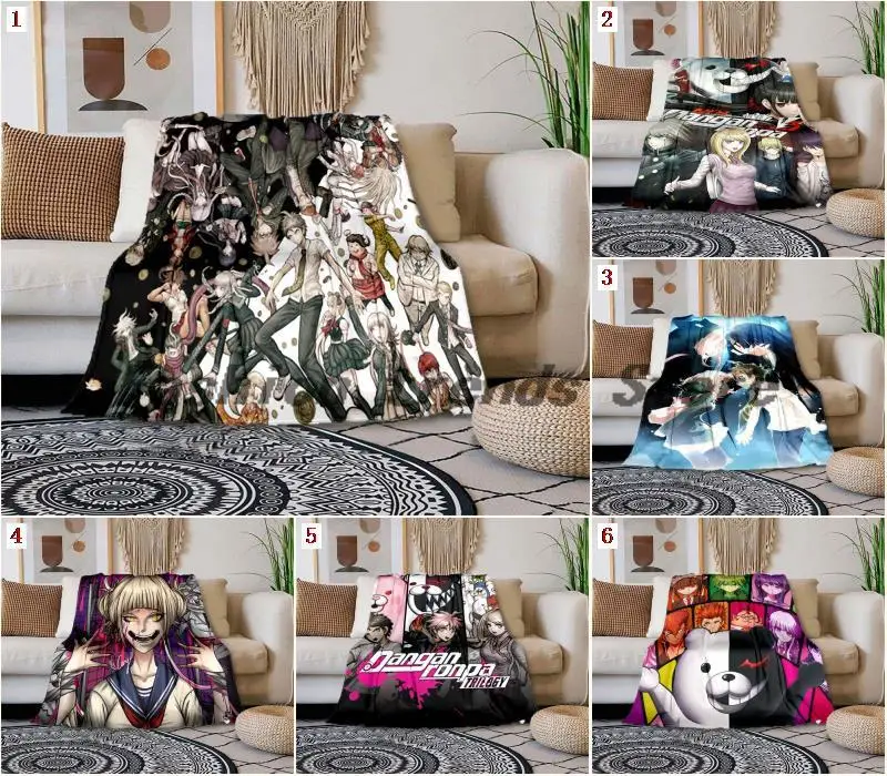 

Action Adventure Game HEARMNY Danganronpa Blanket 3D Printed Flannel Throw Blankets Home Couch Printed Soft Warm Bedspreads