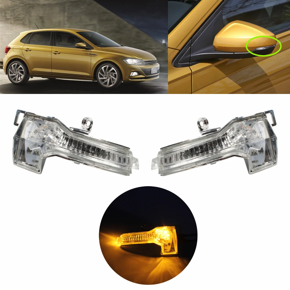 

LED Side Mirror Turn Signal Light For VW Polo 2018 2019 2020 2021 2022 Door Rear View Turn Signal Lamp