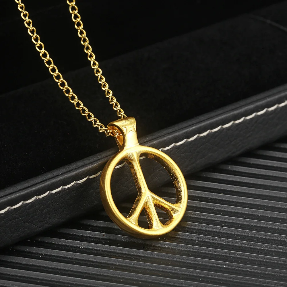 Ожерелье с подвеской в виде знака мира стиле хиппи из нержавеющей стали для