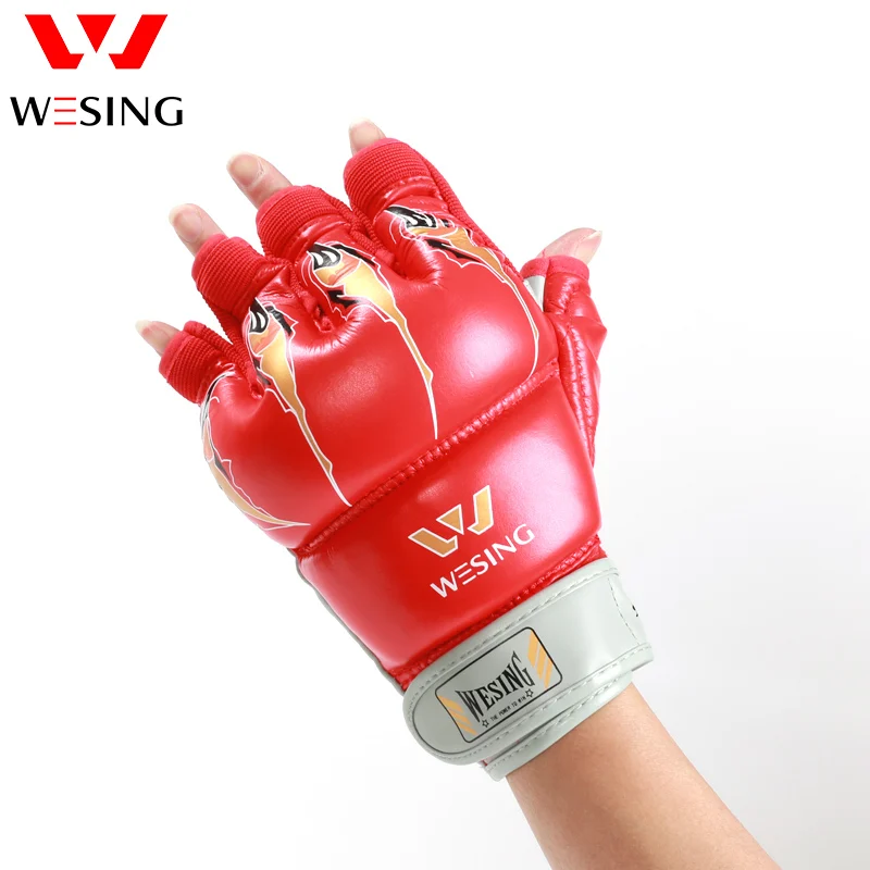 Фото Wesing MMA перчатки, боксерские перчатки с открытыми пальцами, боксерские тренировочные перчатки для кикбоксинга №5