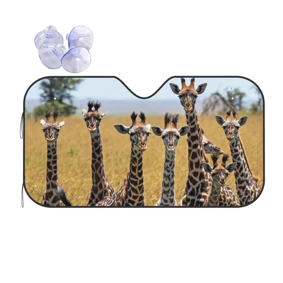 

Giraffe Family Personality Windshield Sunshade 70x130cm Animals Foils Sun Visor Heat Reflector