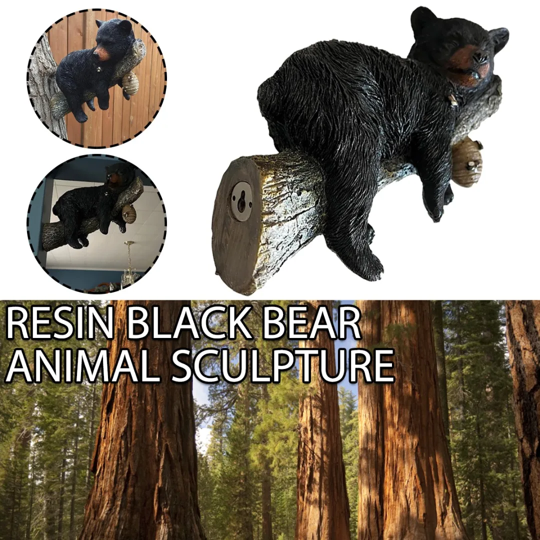Садовая уличная сказочная Забавная фигурка черного медведя, висящая на дереве, милая фигурка животного, украшение для дома и двора