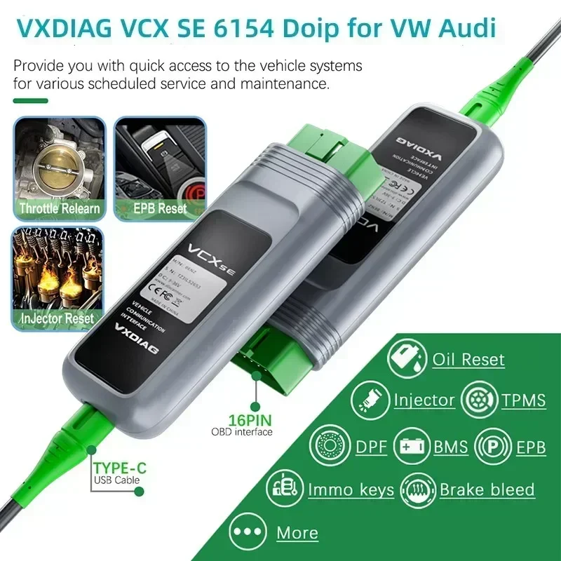 

VXDIAG VCX SE 6154 Doip for VW Audi OBD2 Diagnostic Scanner ECU Coding J2534 Programming Service PK VNCI 6154A NANO VW