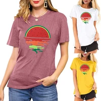 womens fashion watermelon graphic t shirt summer sunset shirts casual short sleeve tee tops streetwear y2k aesthetic clothing