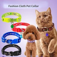 3pc fashion patch pet collar colorful cartoon bell cat collar cat collar personalized cute cat collar sash small bell dog collar