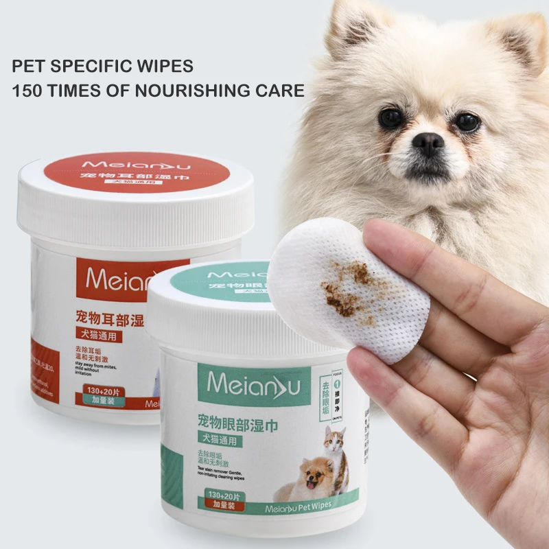 

130pcs Pet Wet Wipes Eye Tear Ear Stain Remover Cleaning Portable Wet Towels Dog Cat Pet Cleaning Wipes Grooming Wipes Towel