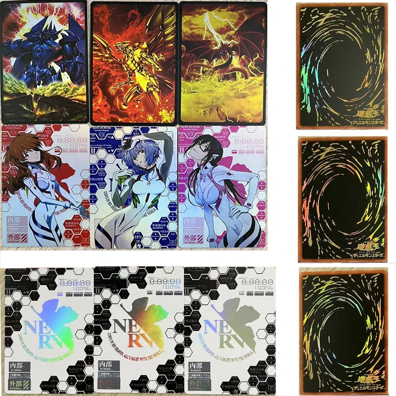 

Yu-Gi-Oh! Cartoon NEON GENESIS EVANGELION EVA 3pcs bronzing collection flash card anime characters board game Toy birthday gift