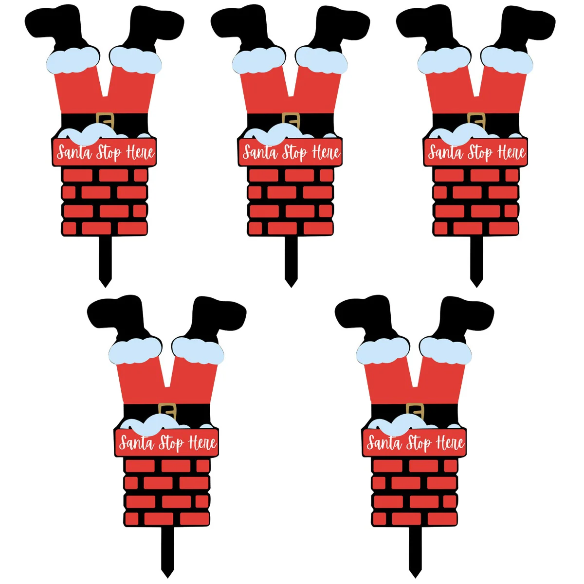 

5pcs Christmas Santa Themed Garden Stake Lawn Stake Outdoor Garden Decoration