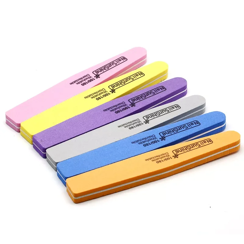 

10 Pcs/Set Professional Nail Files 100/180 Colorful Nail Buffing Slim Crescent Beauty Tools Nail File Blocks Sponge Buffer