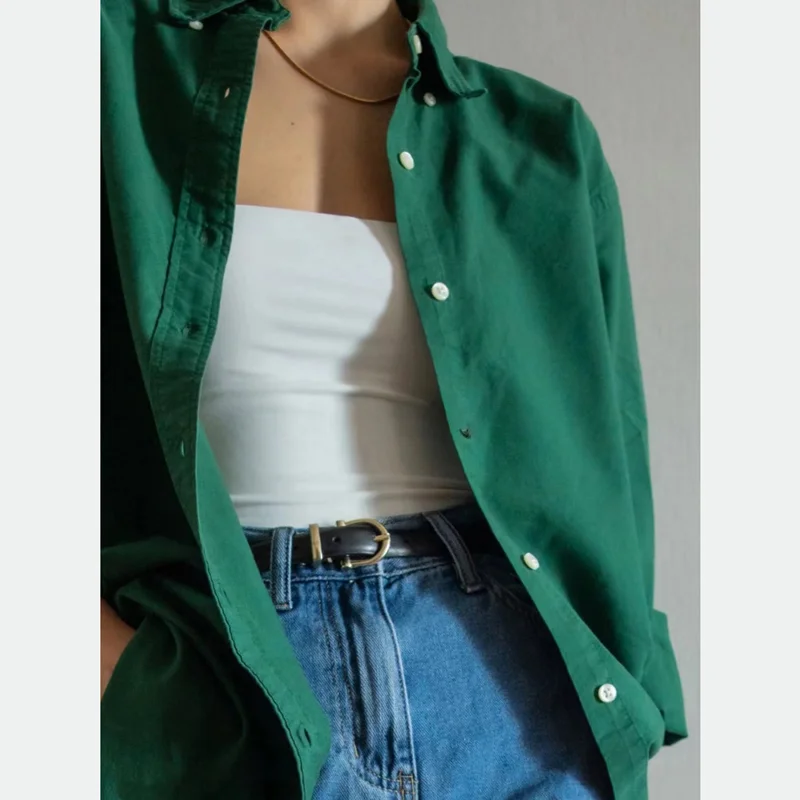 Рубашка RL Ruff ~ бойфренд Sle пони вышивка свободная стройнящая хлопковая рубашка с